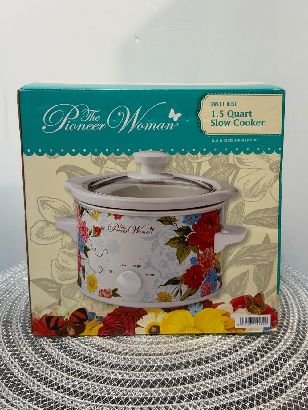 Pioneer Woman Slow Cooker Crockpot 1.5 Qt Sweet Rose NWT